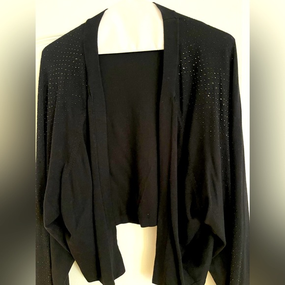 Black glittering festive shrug cardigan sweater sz 2X in excellent condition - Picture 2 of 9